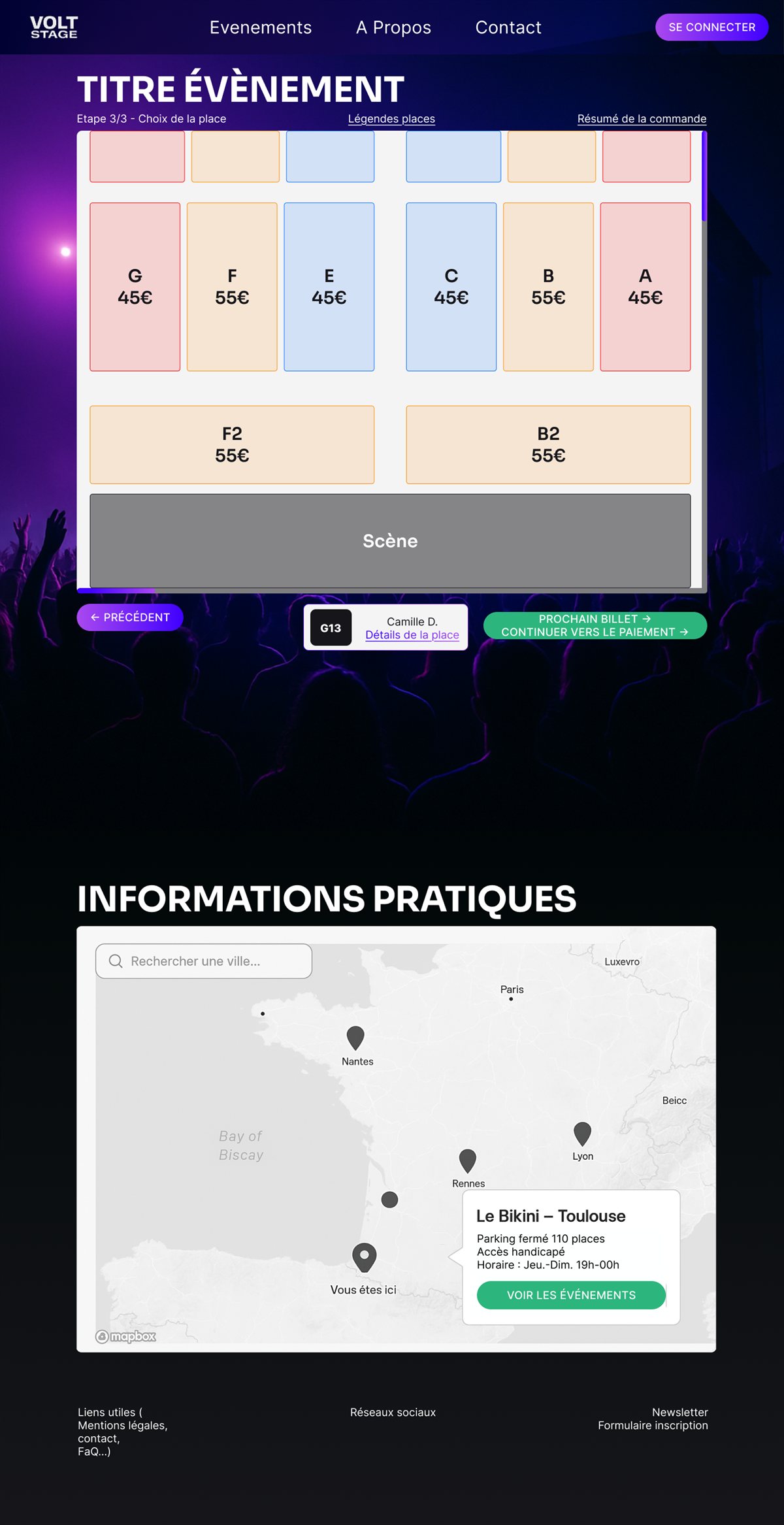 Billetterie · choix des places