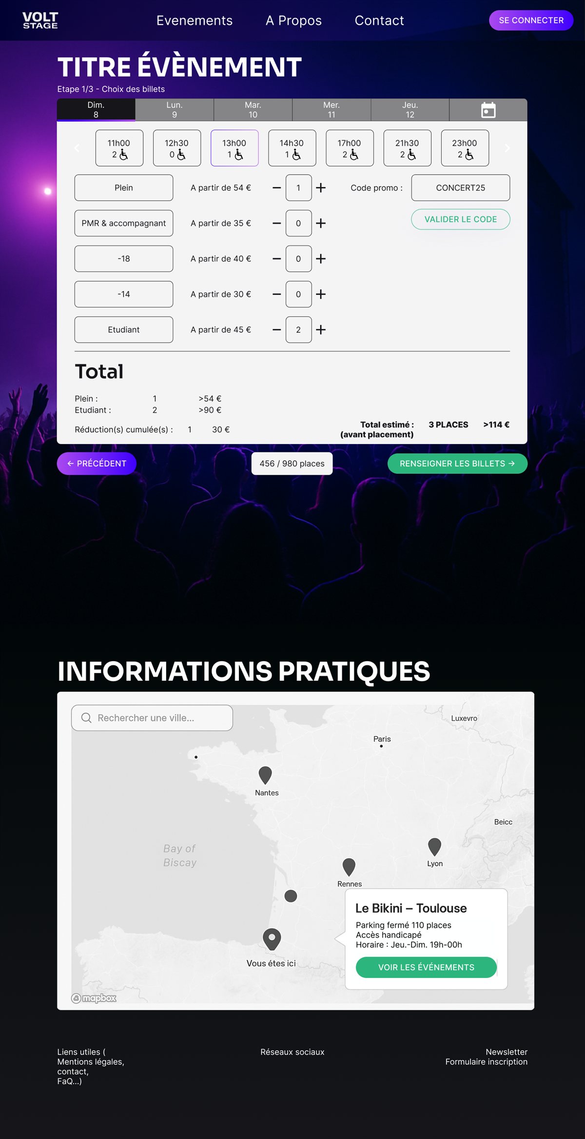 Billetterie · choix des billets