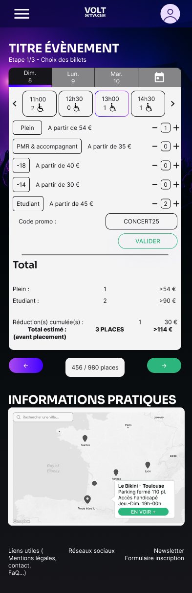 Choix billet